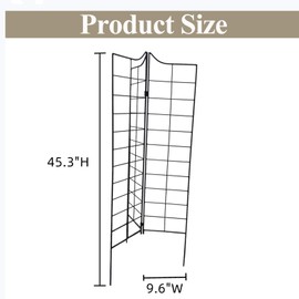 Scendor 3-Panel Folding Garden Trellis 45.3" H x 9.6" W, Metal Decorative Trellis for Climbing Plants Rust-Resistant Outdoor Trellises for Garden Borders, Pathways, and Vegetables, Black 1 Pack