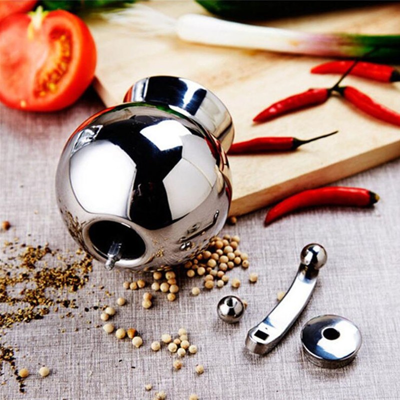 Pepper Grinder with Long Crank 304 Stainless Steel Round Hand