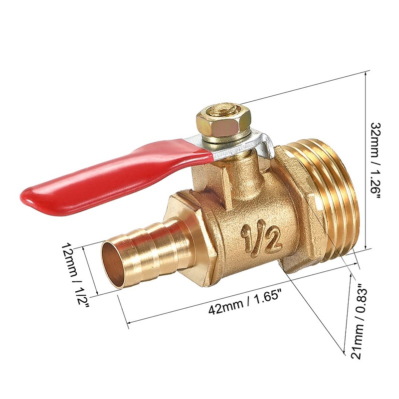 sourcing map Brass Air Ball Valve Shut-Off Switch 1/2 Inch
