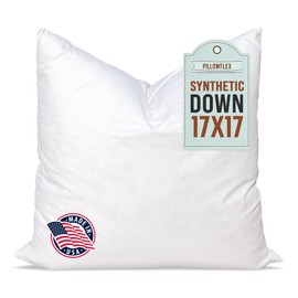 Pillowflex Synthetic Down Pillow Insert - 17x17 Down Alternative, Ultra Soft Throw Pillow,Couch Sham, Bed Sleeping Accent Pillow - 1 Decorative Accent Form