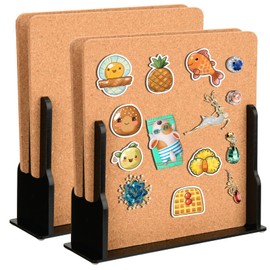 Cork Enamel Pin Display Stand with Acrylic Base, Tabletop Pin Organizer Display Storage, Brooch Pin Holder, Pin Display Holder for Award Badges Pins Collectible with 2 Pages, Hold Up To 150 Pins