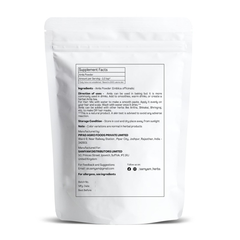 SAMYAM Amla Powder - 500g Pack | Ayurvedic Superfood Supplement