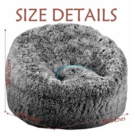Plush Faux Fur Bean Bag Chairs, Memory Foam Filled Sofa Chair Shape Bean Bag for Adults/Teens/Kids, Ultra-Soft Lazy Sofa for Living Room Bedroom College Dorm, Black