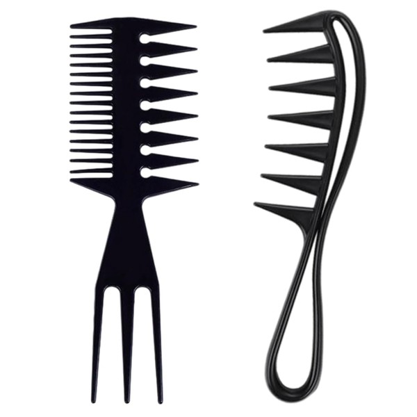 KEQAR 2 Piece Double Sided Wide Coarse Tooth Comb, Antistatic