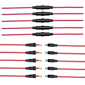 Yoiilnz 16 AWG Inline Fuse Holder for 5x20mm(Pack of 10) and Fast Blow Glass Fuse 5A(Pack of 10) (5x20)