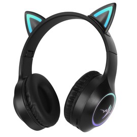 DWCQRTM Bluetooth5.3 猫耳ヘッドホン ワイヤレスヘッドフォン ピカピカ 猫耳ヘッドセット オーバーイヤーヘッドホン 遮音 密閉型 可愛い 折りたたみ 携帯便利 サイズ調節可能 有線無線兼用 大容量バッテリー 子供用 大人用