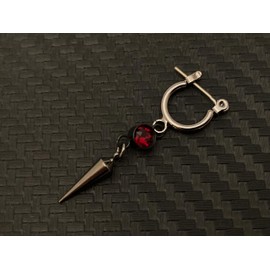 Akusetia Titanium Ring Earrings, Hoop Earrings, Men's, Women's, Metal Black, Simple, Single Ear, 18G Dagger Crystal, Metal, Crystal