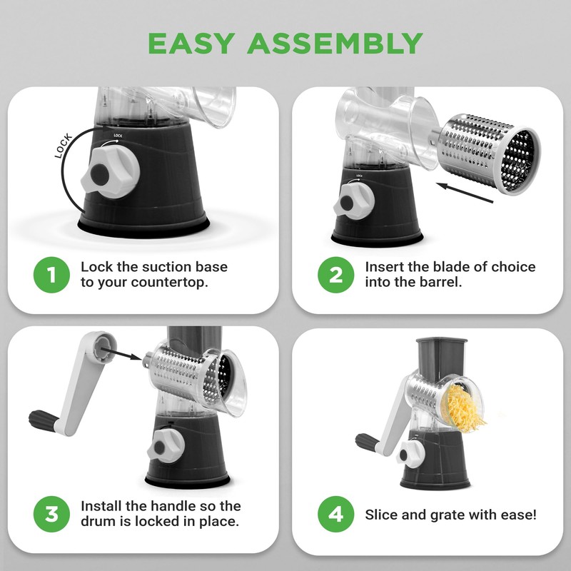 Nutrichef 3 in 1 Cheese Grater & Shredder | Strong