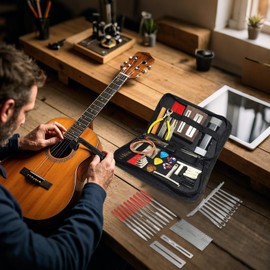 Guitar Setup Tool Kits,72X Luthier Tools with Carry Bag - String Instrument Accessories for Musicians, Care Set with Strings Picks Bridge Pins