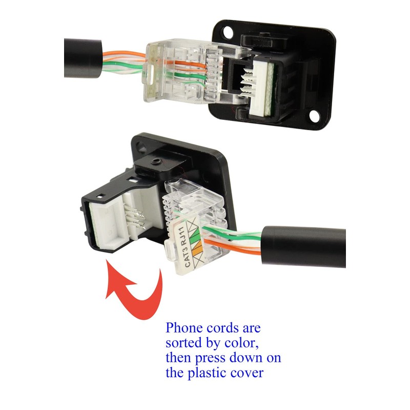 QIANRENON RJ11 Panel Mount Cat3 Telephone in-line Dual Ended Coupler