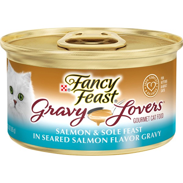 Purina Fancy Feast Gravy Wet Cat Food, Gravy Lovers Salmon & Sole Feast in Seared Salmon Flavor Gravy - (24) 3 oz. Cans