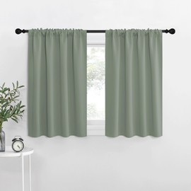 NICETOWN Window Curtains Blackout Drapes - Thermal Insulated Solid Rod Pocket Blackout Curtains/Draperies for Living Room (Sage Green, One Pair, 34 by 30-Inch)