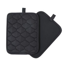 Glynniss Anti-Slip Grip Pot Holder for Kitchen, Cotton Oven Hot Pads Set with Neoprene for Heat Resistant 450F, 7x9 Inches Potholder Machine Washable 2PCS (Black, 2)