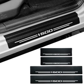 4 Pcs Carbon Fiber Car Door Sill Scuff Plate Auto Door Entry Guard Scratch Shield for GMC Sierra 1500 Auto Accessories (White, 1500)