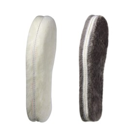 CCSOFTIME 2 Pairs of Real Lambskin Insoles for Men and Women Winter Warm Thick Shoe Insoles for Boots Winter Shoes, White Grey