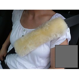 Sheepskin Seat Belt Strap Covers color anthracite grey