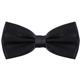 Bow Tie Classic Solid Color Satin Bow Tie Adjustable Neck Bowtie for Men Wedding Party (1, Black)