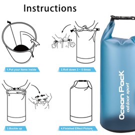 VIDSTW Dry Bag Waterproof Bag 10L Waterproof Bag with Shoulder Strap and Handle, Waterproof Pack Sack Translucent Design for Rafting, Kayaking, blue, waterproof bag