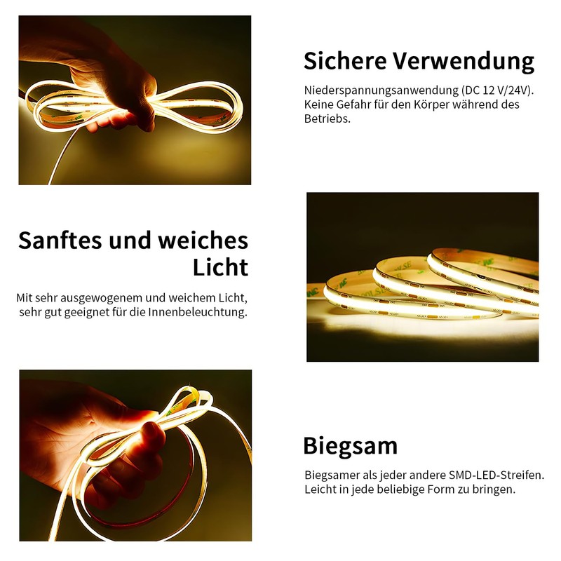 THUNGCIT COB LED Light Strips, Flexible, Super Bright LED Strips,
