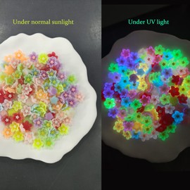 XEAOHESY 50 Pieces Glow in The Dark Flower Nail Charms 3D Colorful Acrylic Luminous Flower Charms for Nails Flower Petals Nail Art Charms Floral Nail Charm for Women Girls Nail Art