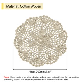 uxcell Lace Doilies, 4pcs 8" - Cotton Woven Round Crochet Coaster, Floral Design Fabric Handmade Placemat for Drink Wedding Party Decoration (Light Coffee)