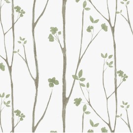 Timeet Floral Wallpaper Peel and Stick Wallpaper Green Leaf Wallpaper Green Contact Paper Boho Flower Wallpaper Self Adhesive Removable Wallpaper Bedroom Wallpaper Walls Decor 16.14"x118.11"