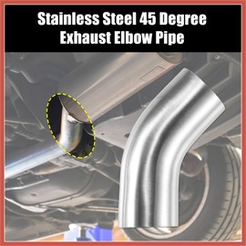 ACROPIX 1 Pcs OD 2.5 Inch 45 Degree Mandrel Bend Elbow SS304 Stainless Steel Bend Tube Exhaust Elbow Pipe for Car Modified Exhaust System Piping Silver Tone Car Parts