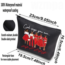 WZMPA Sorority DST - Bolsa de maquillaje para cosméticos, regalo de hermandad griega, Dios dice que eres hermandad, bolsa de maquillaje con cierre, bolsa Sigma Theta Parafernalia, Dios dice DST-BL, Bolsa de cosméticos
