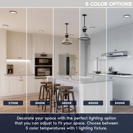 LUXRITE Slim 9 Inch LED Flush Mount Ceiling Light, 18W 1200LM, 5CCT 2700K 3000K 3500K 4000K 5000K, Dimmable LED Ceiling Light, Wet Rated, Energy Star, ETL Listed - Black