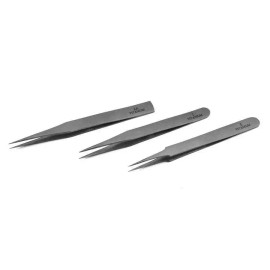 3 Pc Professional Quality Titanium Tweezer Set, Consists Tweezer # 5, 1 & AA