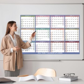2026 Dry Erase Wall Calendar- Yearly Wall Calendar 2026, 48" x 32", Paper Folded, 2-Side Reversible Calendar, Perfect for Office, Home & School