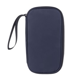 Card Wallet Waterproof Multi Slots Zipper Closure Soft PU Leather Passport Storage Purse Blue L