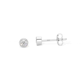 Heather Needham Silver 3mm Bezel Set Cubic Zirconia Stud Earrings in 925 Sterling Silver | Cubic Zirconia Earrings for Women | Gift Boxed | 050