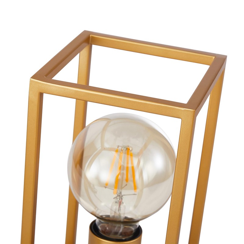 Vintage and Industrial Style Satin Gold Table Lamp with Rectangular