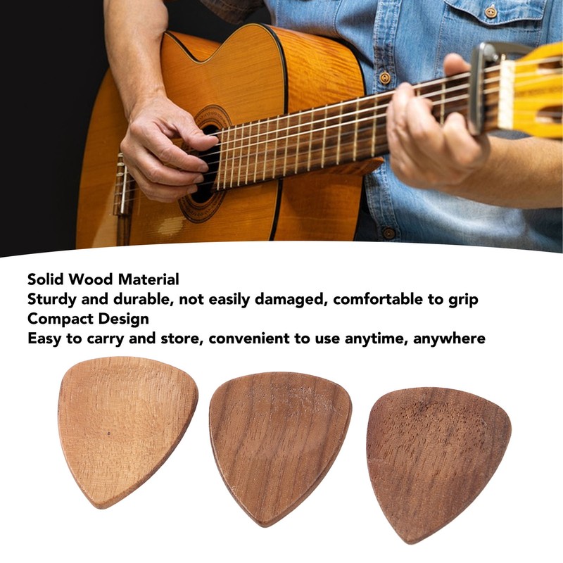 Wood Guitar Pick Holder Set 3 Pcs Wooden Guitar Picks