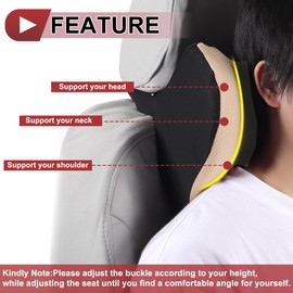 HEROFFIX Auto Kopfstützenkissen Ergonomisches Bequemes Nackenkissen Nackenstützkissen Polyester, Memory Foam Verstellbare Breite Apricot 1 Stück für Autofahren Reisen