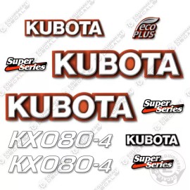 Aftermarket Fits Kubota KX080-4 Decal Kit Mini Excavator Replacement Decals (KX 080-4)