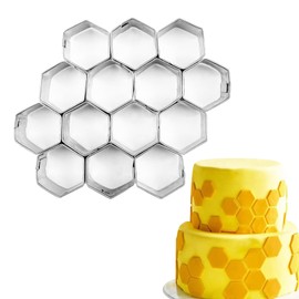 PTaizjjz Hexagonal Cookie Cutter,14 Cavity Mini Hexagonal Shapes Molds for Cookie,Stainless Steels Tiny Hexagonal Cookie Cutters Mold for Baking