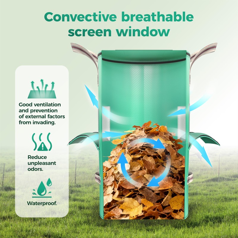 SPONDWILD Compost Bins Outdoor 32 Gallon Reusable Garden Yard Waste