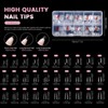 1400 Pcs 3 Styles Clear Nail Tips, Pre-shaped Acrylic Press