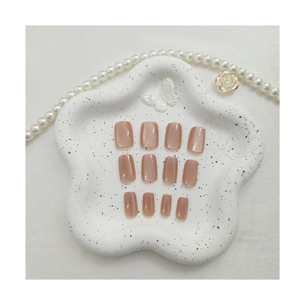 Cat Eye Press on Nails Medium Square Fake Nails Light