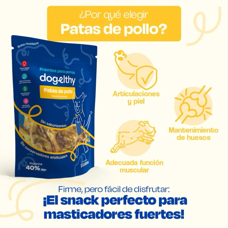 Dogelthy Pack De 2 Bolsas De Patas De Pollo Deshidratadas