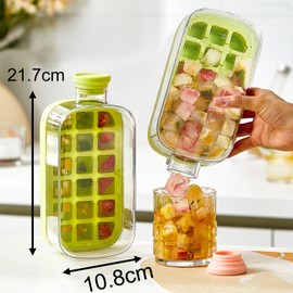 YUNYU Ice Cube Bottle with Straw & Strap, 800ml 2-in-1 Leakproof Freezer-Ready Water Bottle with Built-in Ice Tray for Summer Cold Drinks, Iced Coffee, Outdoor, Office, Travel