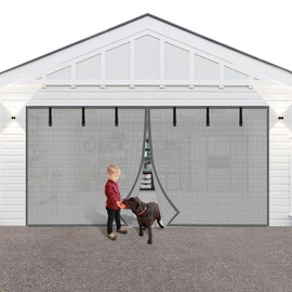 Privacy Garage Door Screen Blackout for 1 Car Garage-9x8FT Privacy Silver Grey Heavy Duty Magnetic Garage Screen, Hands Free, Magnetic Privacy Garage Screen Door