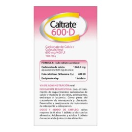 Tabletas De Suplemento 600+d Calcio Y Vitamina D X30 Sabor Neutro Caltrate
