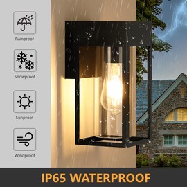 DAKAFUL 2-Pack Outdoor Wall Light Fixture, Exterior Porch Sconces Wall Mounted Lighting with E26 Sockets & Glass Shades, Modern Wall Lantern for House Patio Garage Door