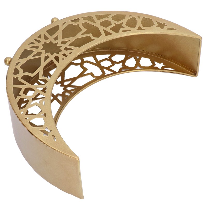 Ramadan Tray Moon Shape Large Capacity 11.8x8.3x3.1in Decorative Iron Serving
