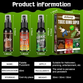 Allony 3 x Stink Spray, Caca Spray, Extremely Stinky Wax Spray for Children and Adults, Bad Odour Extremely Long Lasting - Poopic Stink Spray, LX-EU0090