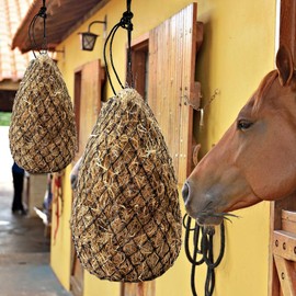 Pack of 2 Hay Net for Horses, Hay Net for Horses, Hay Net Bag, Mesh Size 5 x 5 cm, 130 x 80 cm, Capacity 6 kg for Ponies, Young Horses, Old Horses, Goats