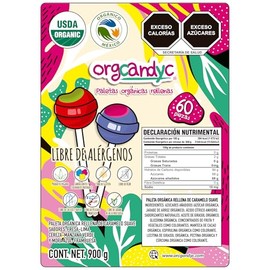Paletas Orgnicas Rellenas ORGCANDYC  Dulces Veganos, Sin Gluten ni Lactosa  60 Piezas Surtidas  Snack Saludable para Nios y Fiestas                   